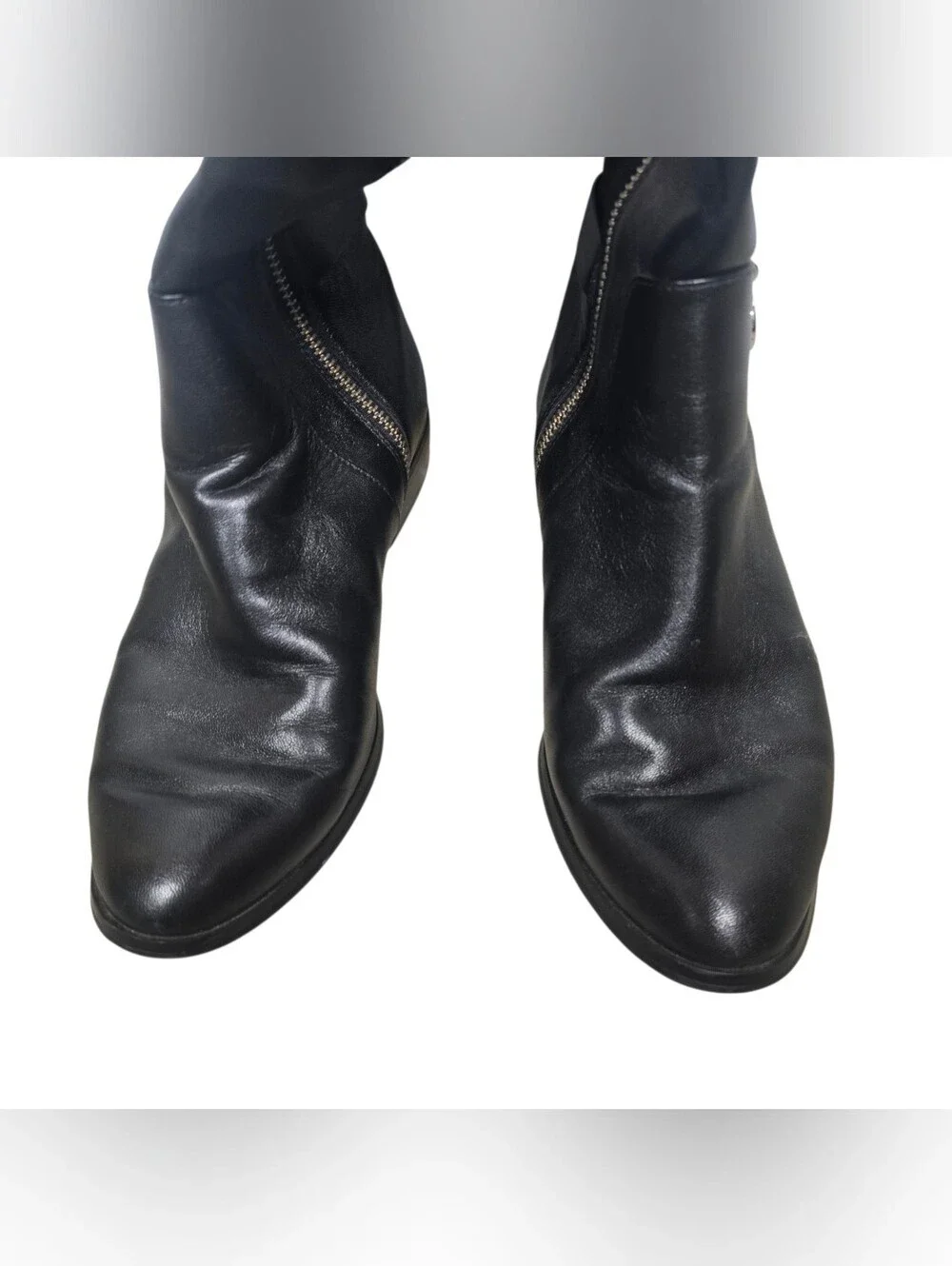 MICHAEL KORS Hamilton Stretch Black Leather Boots Knee High Riding Zip Size 6M